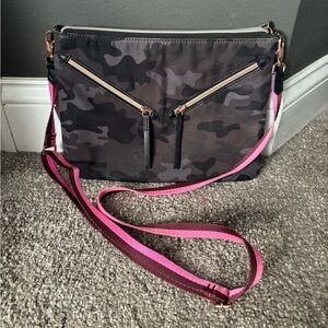 Stella & Dot Camouflage Crossbody with Pink Accent